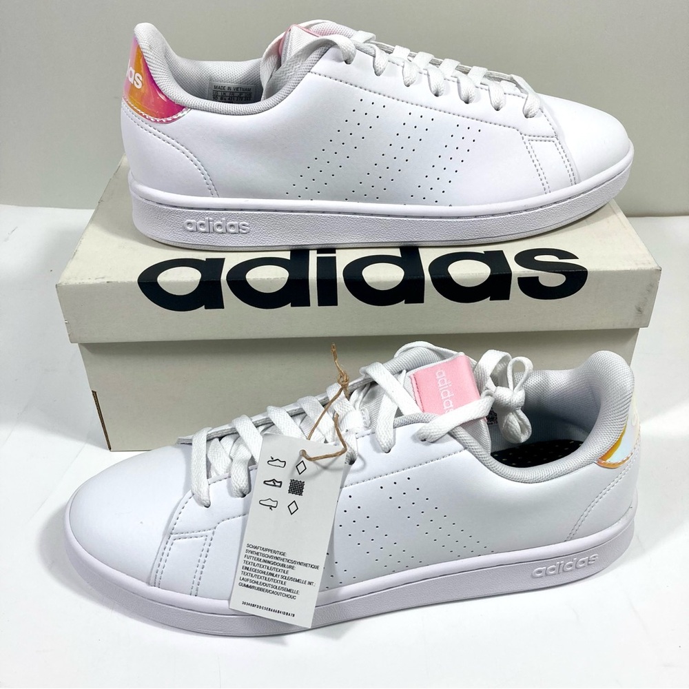Adidas Advantage Sneakers Womens White Pink Low Top 7 7.5 10 NEW IF6116